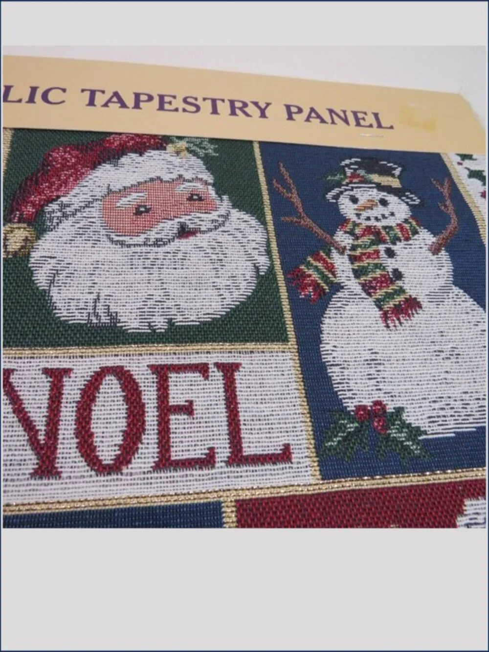 Vintage Night Before Christmas Metallic Tapestry Panels 12x12 Pair 2 Cottagecore